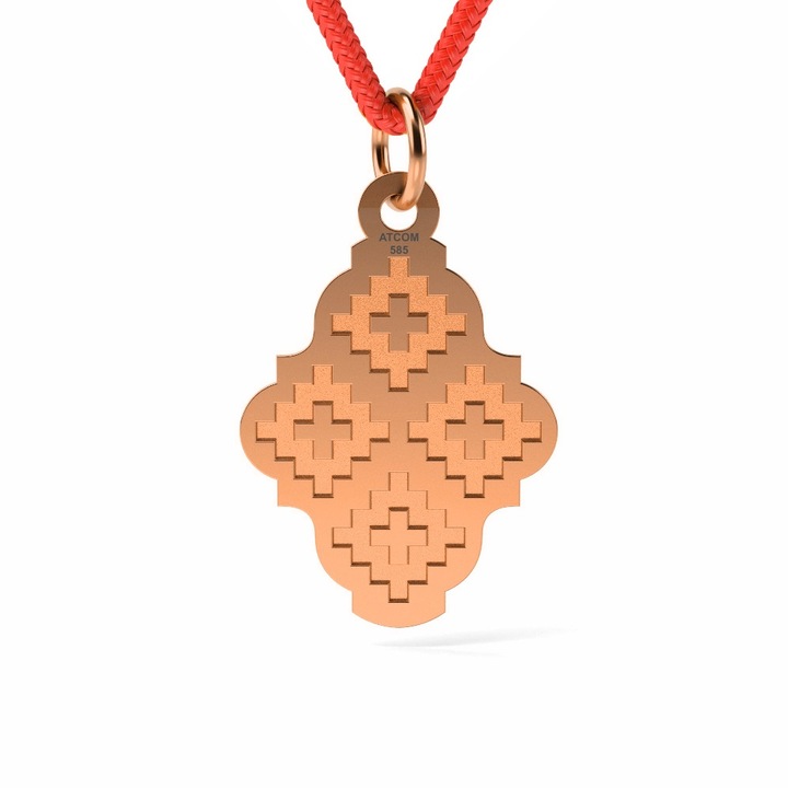 Pandantiv din aur roz cu snur Motive Traditionale Ardeal