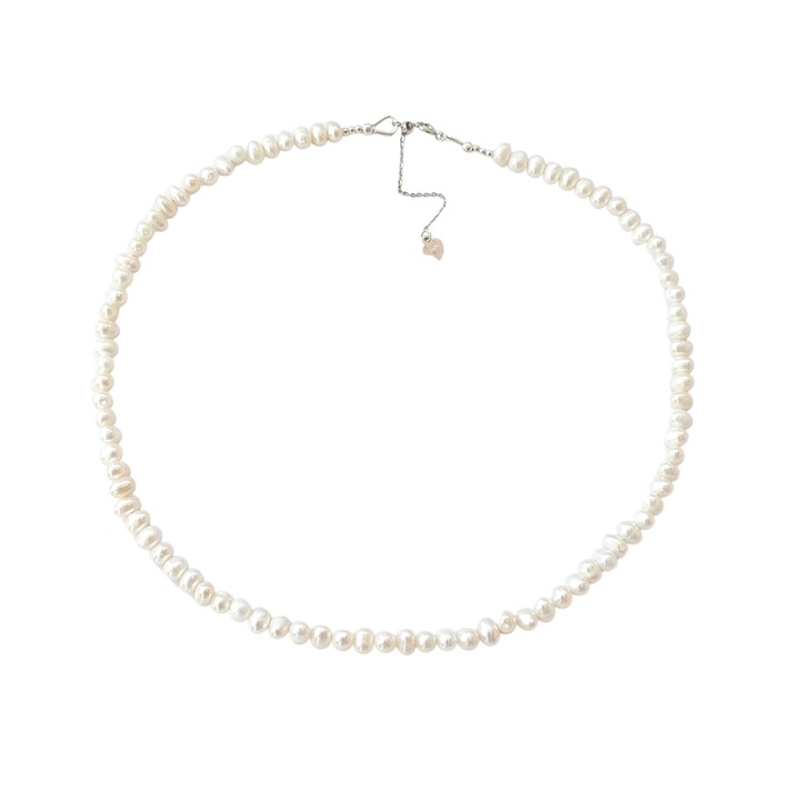 Colier din perle de cultura albe de 4x5 mm cu accesorii din argint