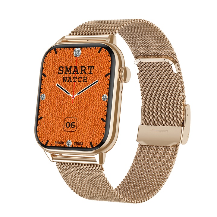 SmartWatch Likesmart "InTime", incarcare rapida magnetica, 1.3" OLED display, notificari, monitorizare ritm cardiac, tensiune arteriala, pedometru, photo control, Roz