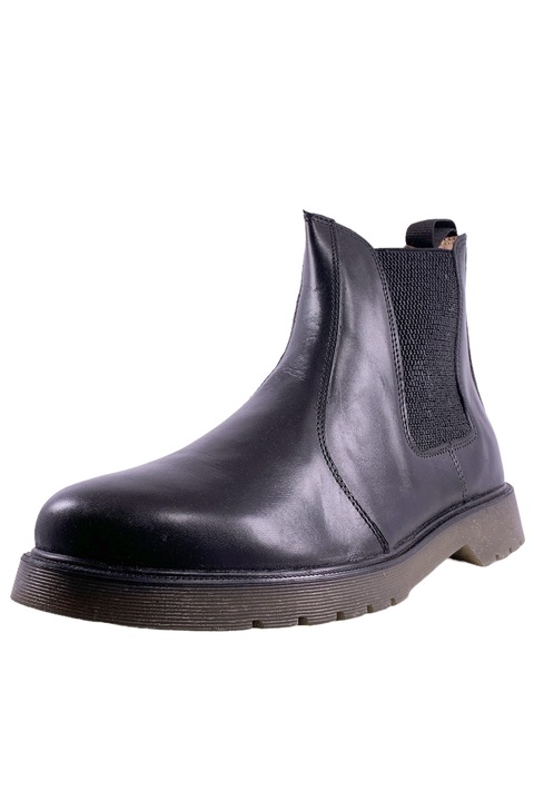 Cizme barbatesti Pukka S-021 Chelsea, Cu elastice, Piele naturala, Negru, 42