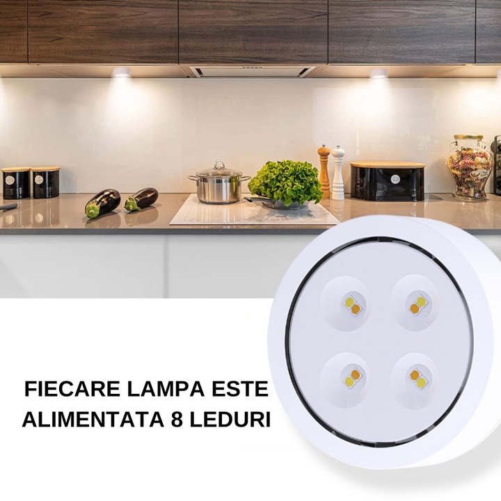 Lampi cu lumina led, 6 leduri cu baterii, 5w, din plastic, lumina reglabila din telecomanda, 86mmX30mm