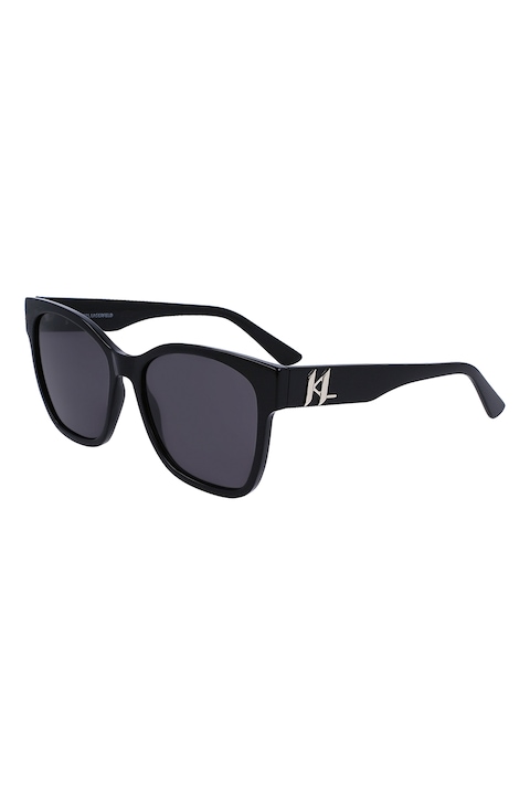 Karl Lagerfeld, Правоъгълни слънчеви очила с плътни стъкла, 55-17-145, Черен