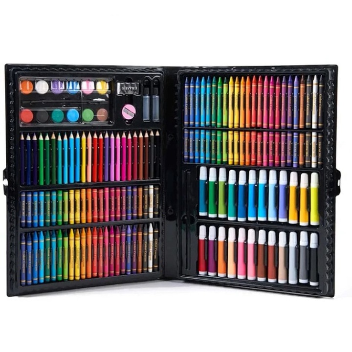 Set complet pentru Desenat si Pictat 168 piese, acuarele, creioane, cerate, markere