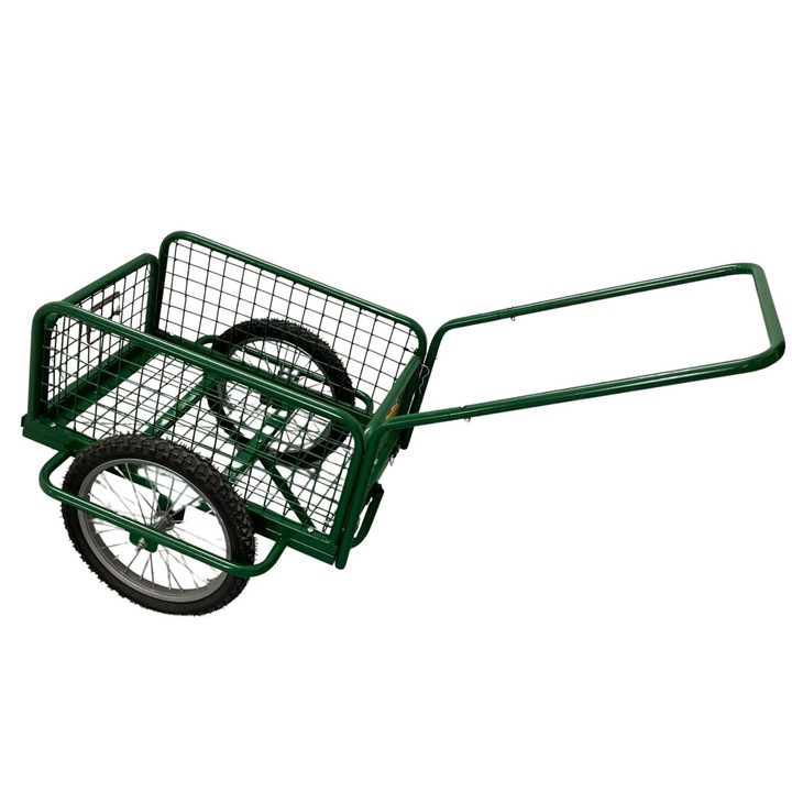 Carucior cu roti gonflabile, otel, dimensiune 65x48x29 cm, maxim 100 kg