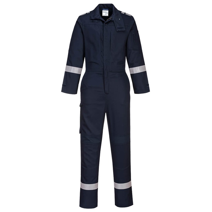 Salopeta Portwest FR501NARL, bleumarin, L, cu panouri elastice, ventilatie spate