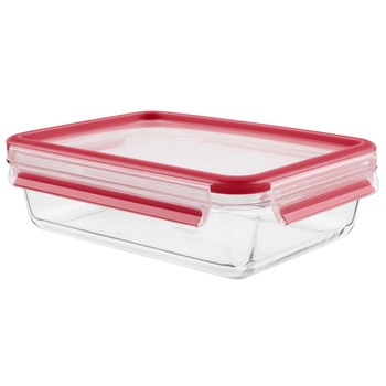 Caserola cu capac Tefal Clip & Close, Sticla, 1.3 L, dreptunghiulara, inchidere etans Caserola cu capac Tefal Clip & Close, Sticla, 1.3 L, dreptunghiulara, inchidere etans