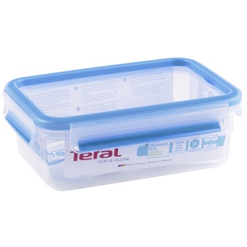 Caserola cu capac Tefal Clip & Close, Plastic, 1 L, dreptunghiulara, inchidere etans Caserola cu capac Tefal Clip & Close, Plastic, 1 L, dreptunghiulara, inchidere etans