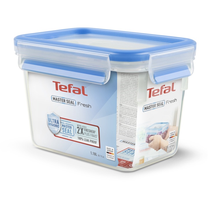 Кутия за храна Tefal Clip&Close, Пластмасова, Асиметрична, 1 л
