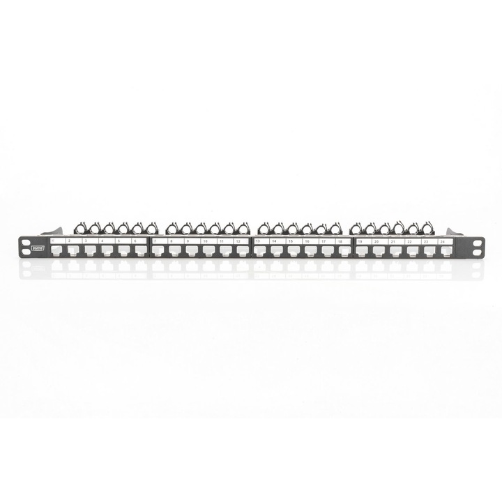 Пач панел, Digitus, 24 порта, 0.5U, черен
