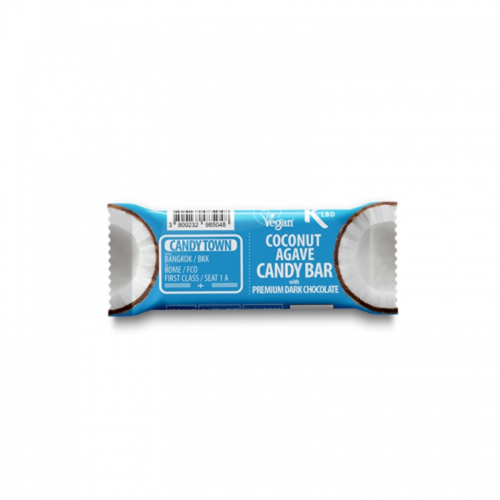 Baton eco cu cocos invelit in ciocolata, Candy Town, fara gluten, 50g