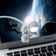 USB лампа с 2 светодиода във формата на астронавт, 30 см, Bibilel, Бяла, JMB-BBL7841