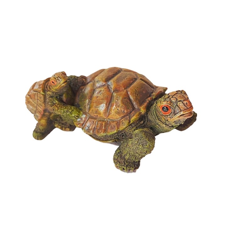 Statueta decorativa, Broasca cu pui, Maro, 18 cm, DVR0998