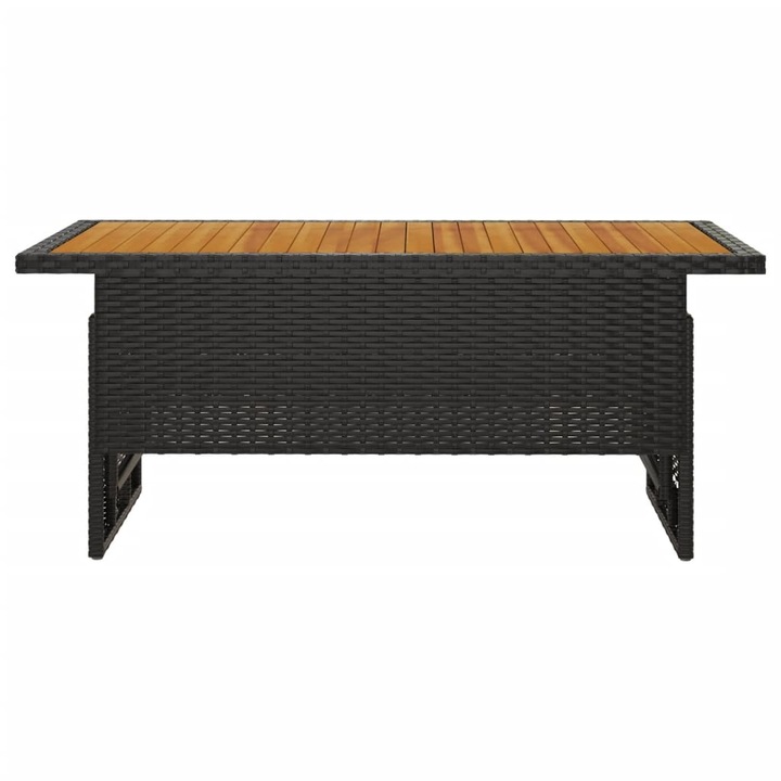 Masa de gradina vidaXL, negru, 100x50x43/63 cm, lemn acacia si poliratan, 9.6 kg
