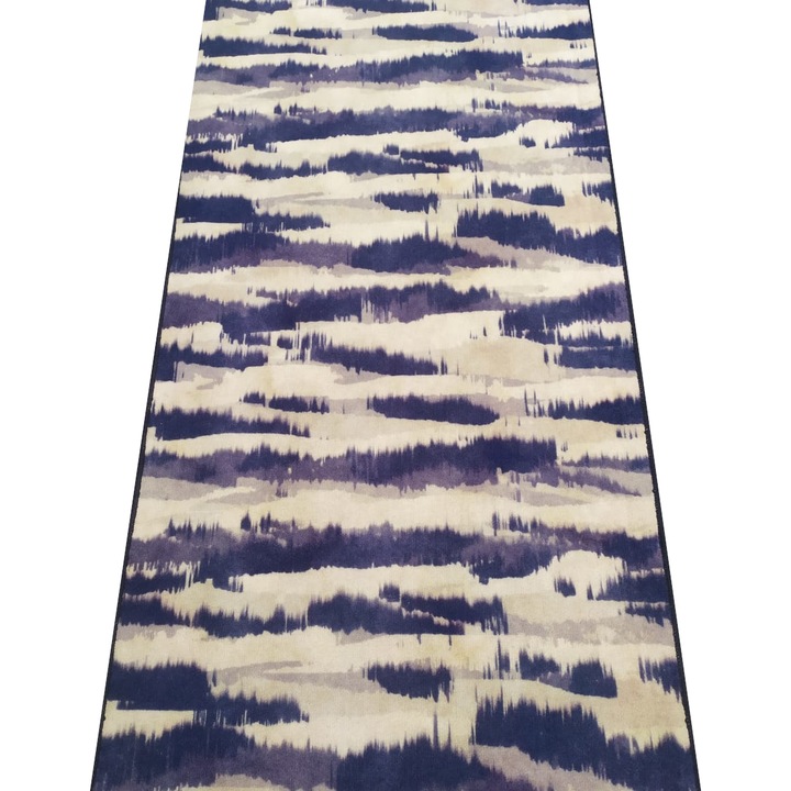 Traversa Somes, Antiderapanta, Albastru/Bej, 80cm latime cu 200cm