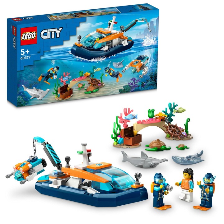 LEGO® City - Изследователска лодка за гмуркане 60377, 182 части