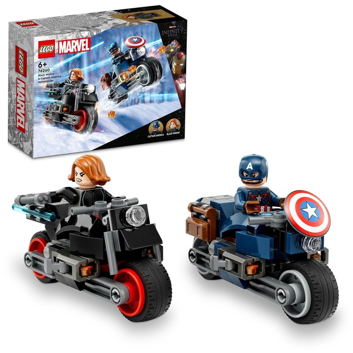 LEGO® Marvel - Motocicletele lui Black Widow si Captain America 76260, 130 piese