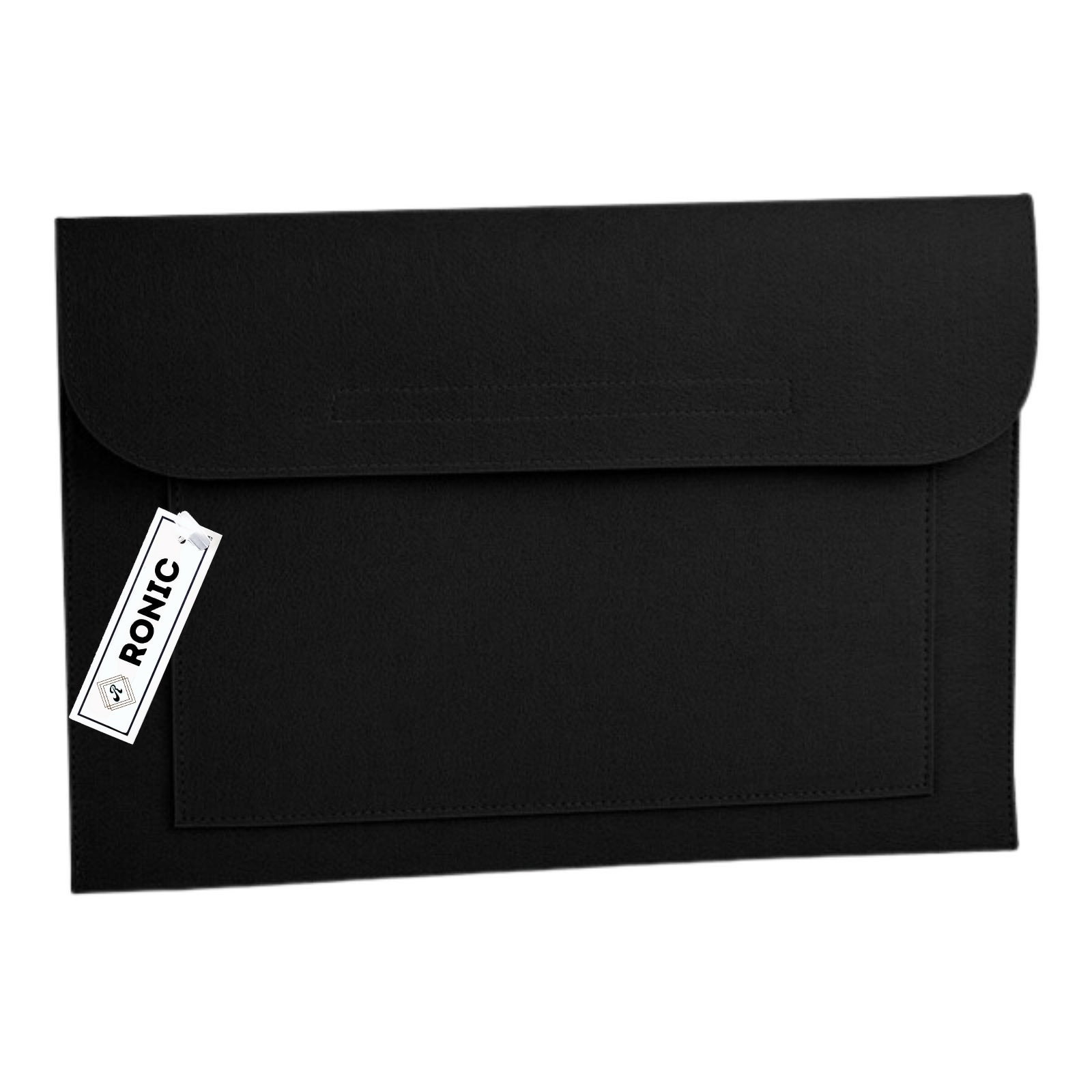 Husa de laptop Felt, compatibila cu Apple MacBook Air, MacBook Pro Touch Bar, 15.6" Inch si documente A4, Ronic, 41,5 x 28 cm, negru