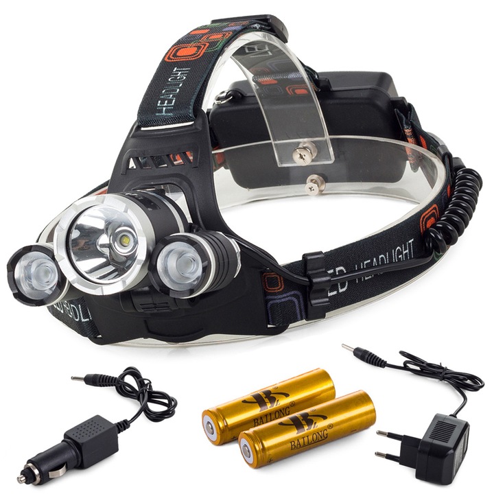Челна лампа Bailong CREE XM-L T6 RJ-3000, батерия, USB зареждане, 400 м