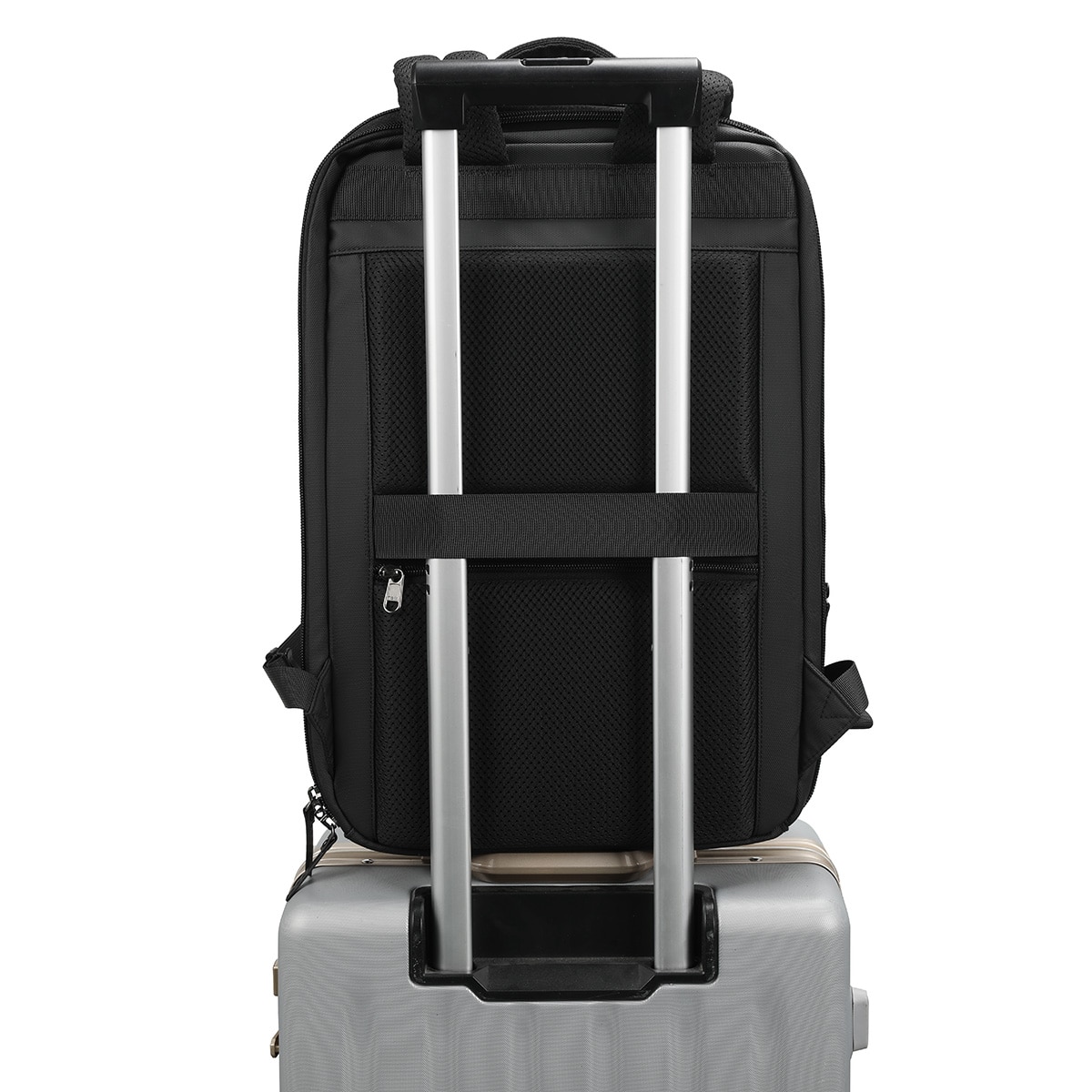 Rucsac laptop 15.6" business casual cu carcasa rigida din material impermeabil, TIGERNU, 30x16x45 cm, Negru