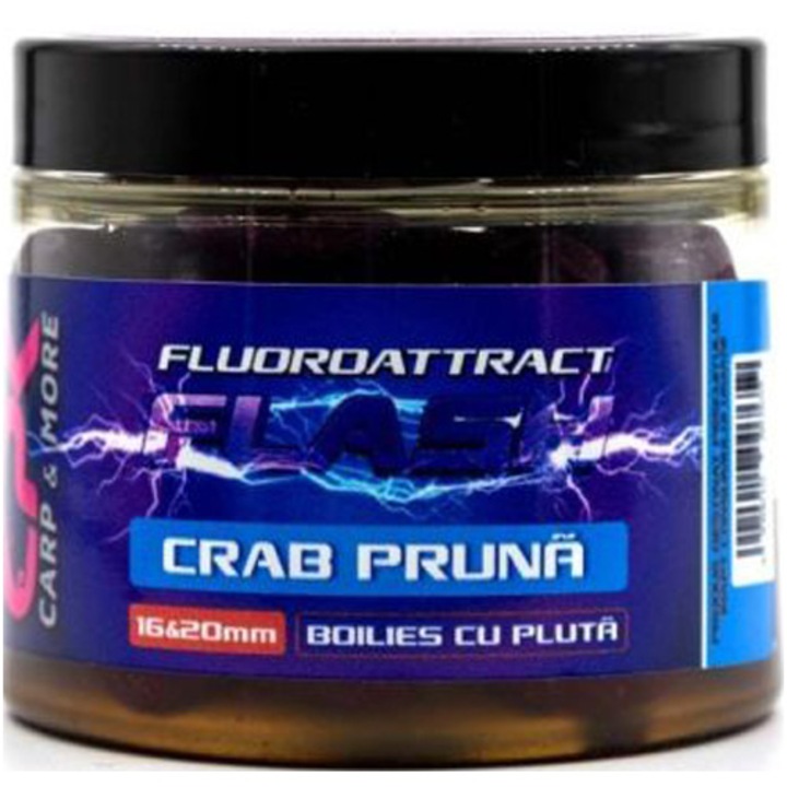 Boilies carlig CPK Fluoro Atract+ Crab & Pruna 16/20mm