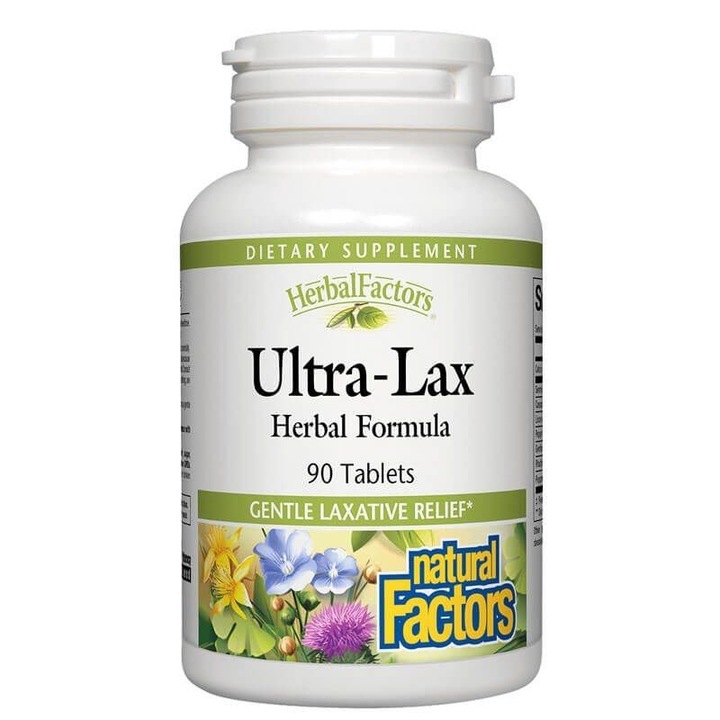 Хранителна добавка Natural Factors, Ultra-Lax, Ултра-Лакс, 90 таблетки