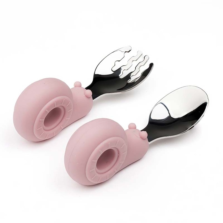 Комплект прибори за хранене Dodoli, Melc, За деца, 10см, Rosewood