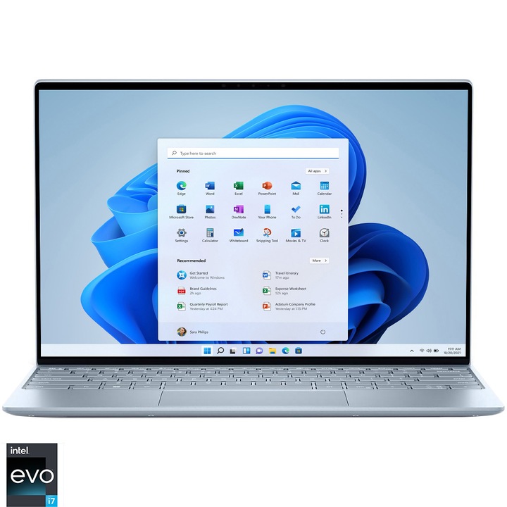 Laptop Dell XPS 13 9315 cu procesor Intel® Core™ i7-1250U pana la 4.70 GHz, 13.4", Full HD+, 16GB, 512GB SSD, Intel® Iris® Xe Graphics, Windows 11 Pro, Sky Colour