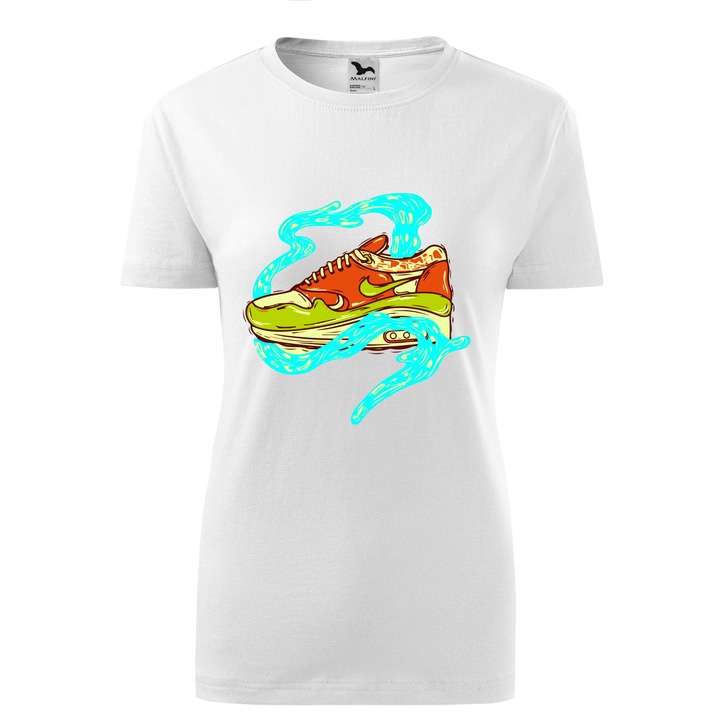 Tricou personalizat, model clasic, "Nike Smoke Snickers Design", Malfini, Bumbac 100%, Alb, Dama, Marime L