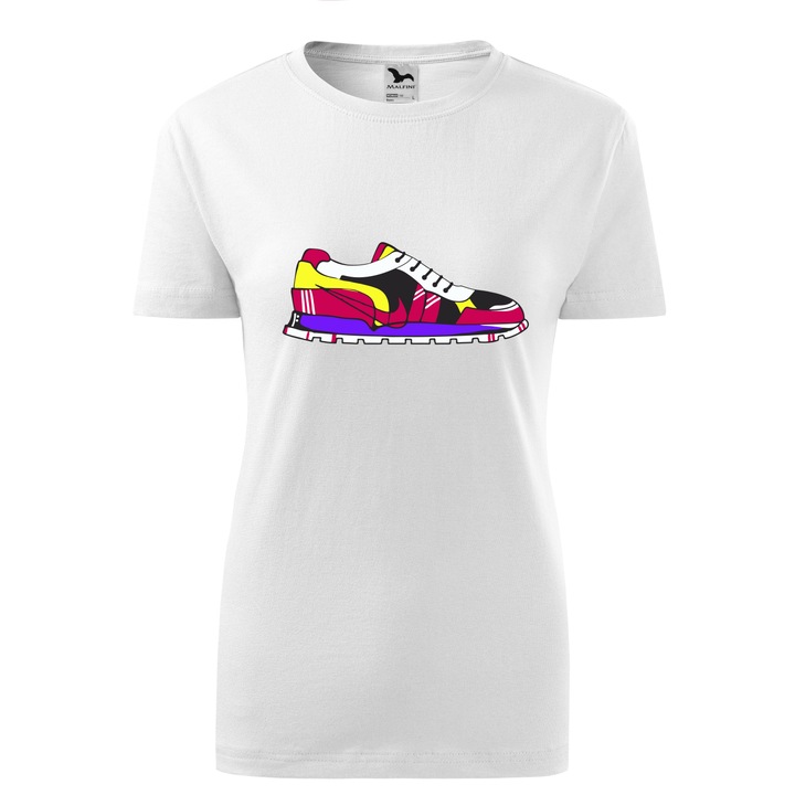 Tricou personalizat, model clasic, "Nike Snickers Design", Malfini, Bumbac 100%, Alb, Dama, Marime XL