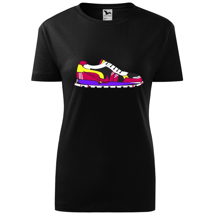 Tricou personalizat, model clasic, "Nike Snickers Design", Malfini, Bumbac 100%, Negru, Dama, Marime S