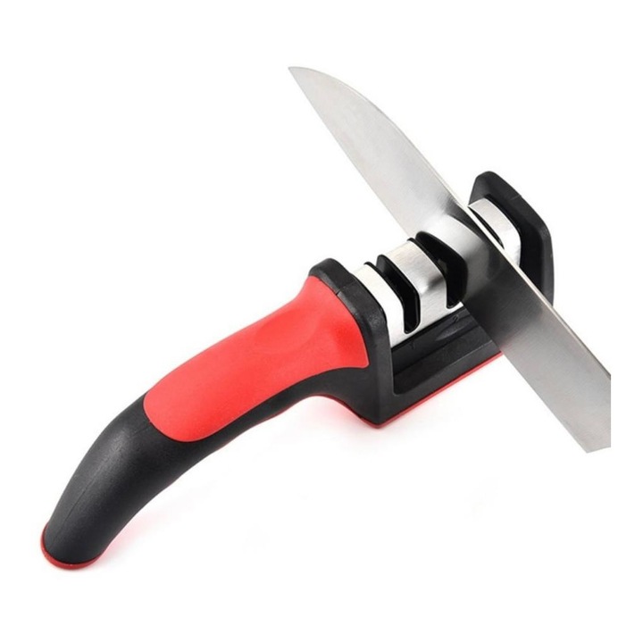Aparat Pentru Ascutit Cutite, Cu maner Anti-Alunecare, 3 Nivele