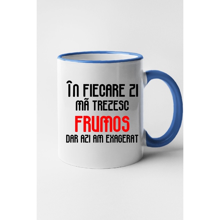 Cana personalizata cu imprimeu Prietenia este ca atunci cand faci pe tine. Toata lumea vede.., Ceramica, 330 ml, Maner si interior Albastru