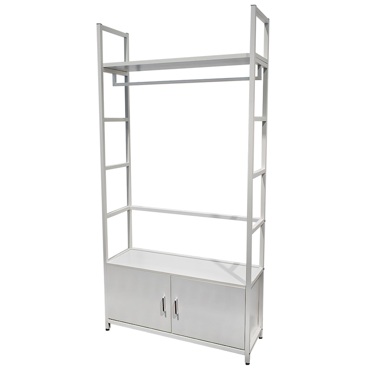 Fém ruhapolc, Naimeed Y-1, fehér, 100x34x200cm