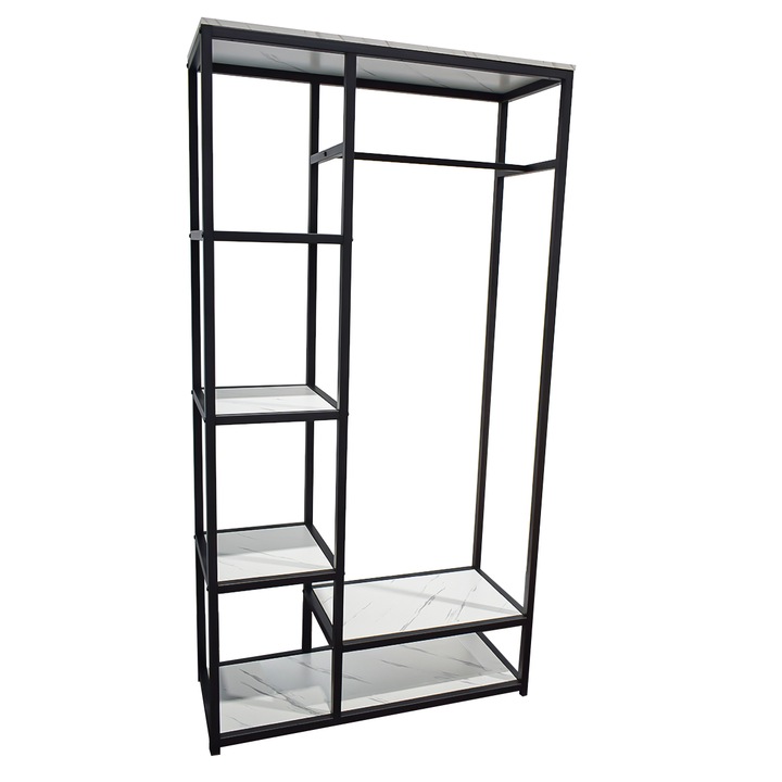 Метална стойка за дрехи, Naimeed Y-2, черно/бяло, 100x40x194 см