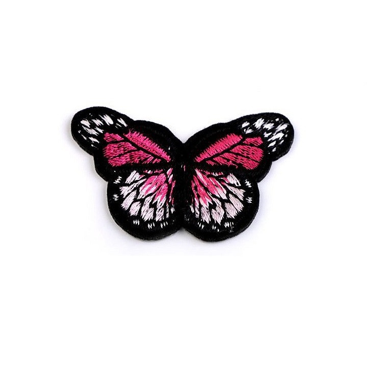 Petic termoadeziv brodat Kyrra 43 x 29 mm fluture Fucsia