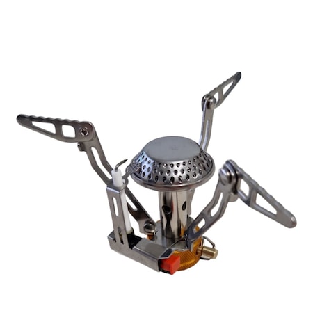 Mini arzator camping cu aprindere piezo, pentru butelie 500g, drumetii, pescuit
