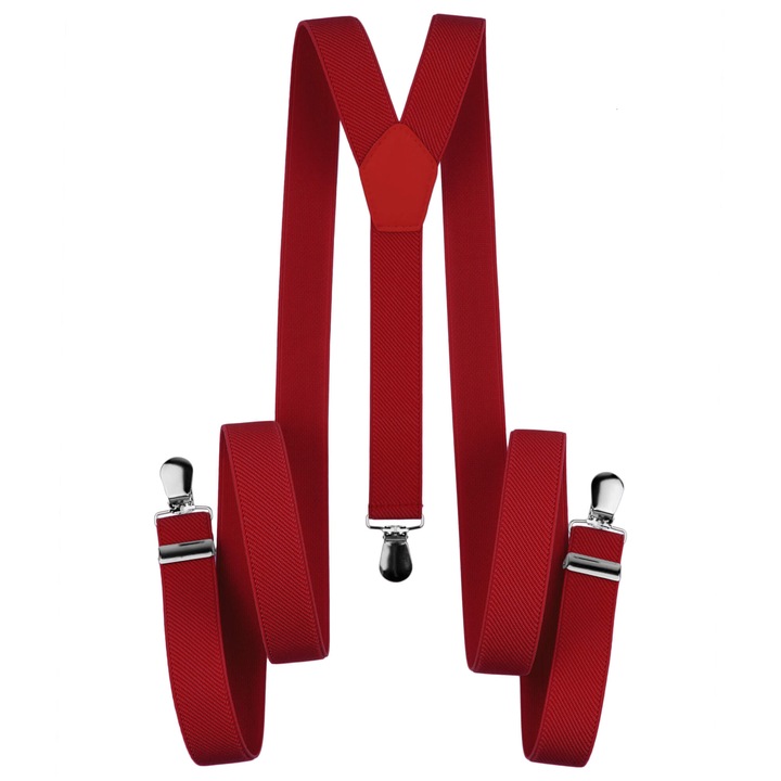 Тесни тиранти за панталон, Унисекс, Алесзале, Червени, 110 см