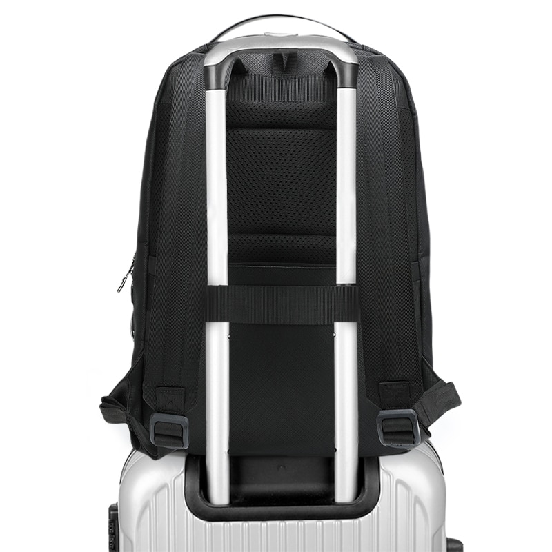 Rucsac laptop 13.3", sport casual, din material impermeabil rigid, cu buzunar antifurt, Tigernu, 30x14x43 cm, Negru