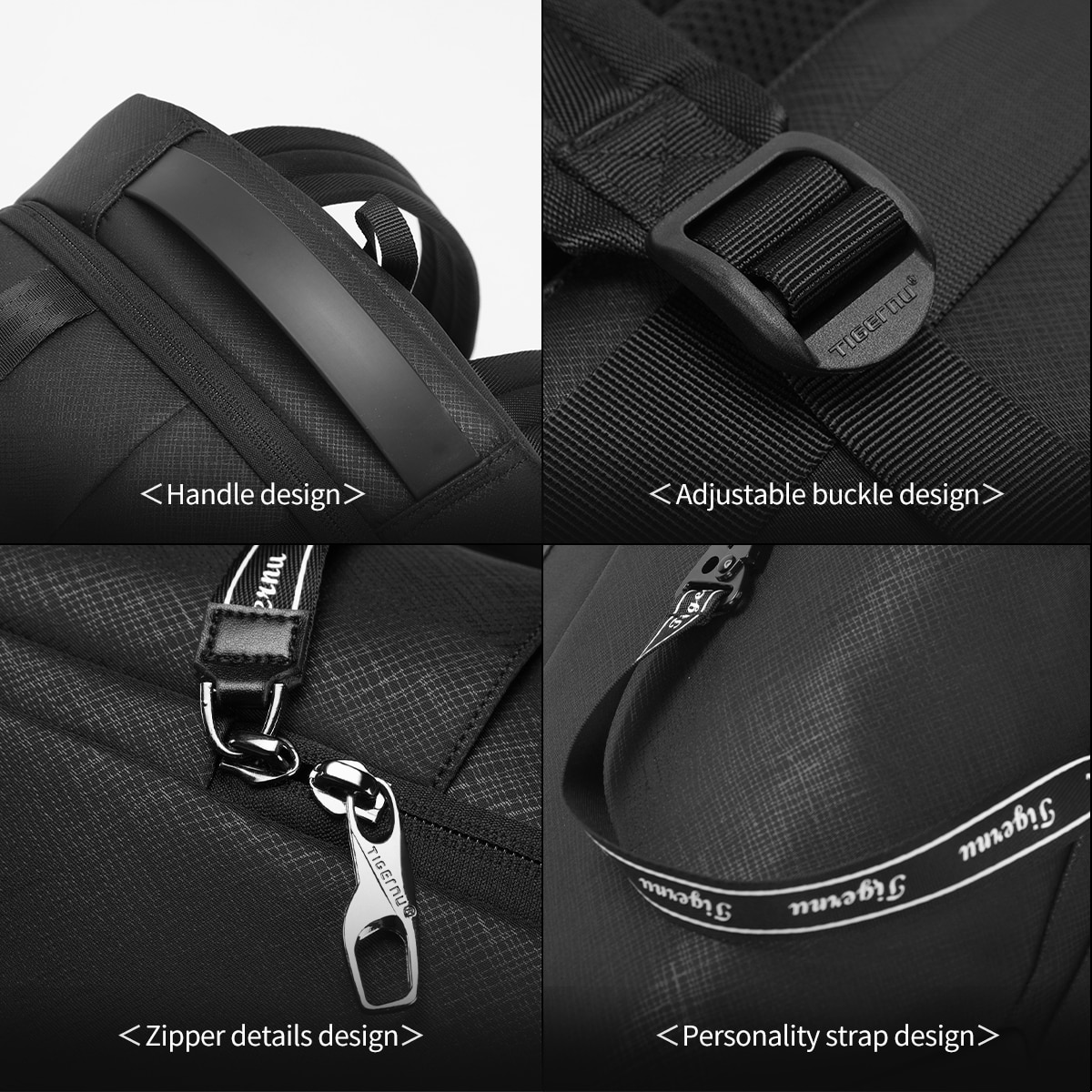Rucsac laptop 13.3", sport casual, din material impermeabil rigid, cu buzunar antifurt, Tigernu, 30x14x43 cm, Negru