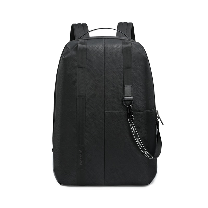 Rucsac laptop 13.3", sport casual, din material impermeabil rigid, cu buzunar antifurt, Tigernu, 30x14x43 cm, Negru