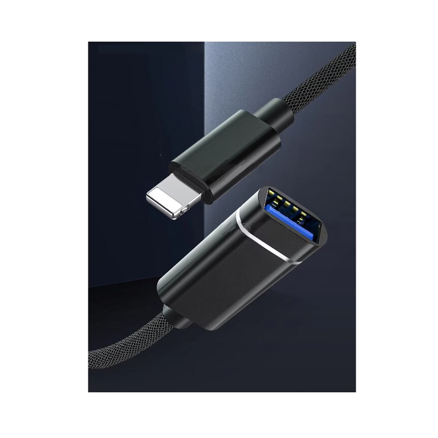 Adaptor OTG, pentru Iphone, de la Lightning la USB 3.0, 2,1A, Negru
