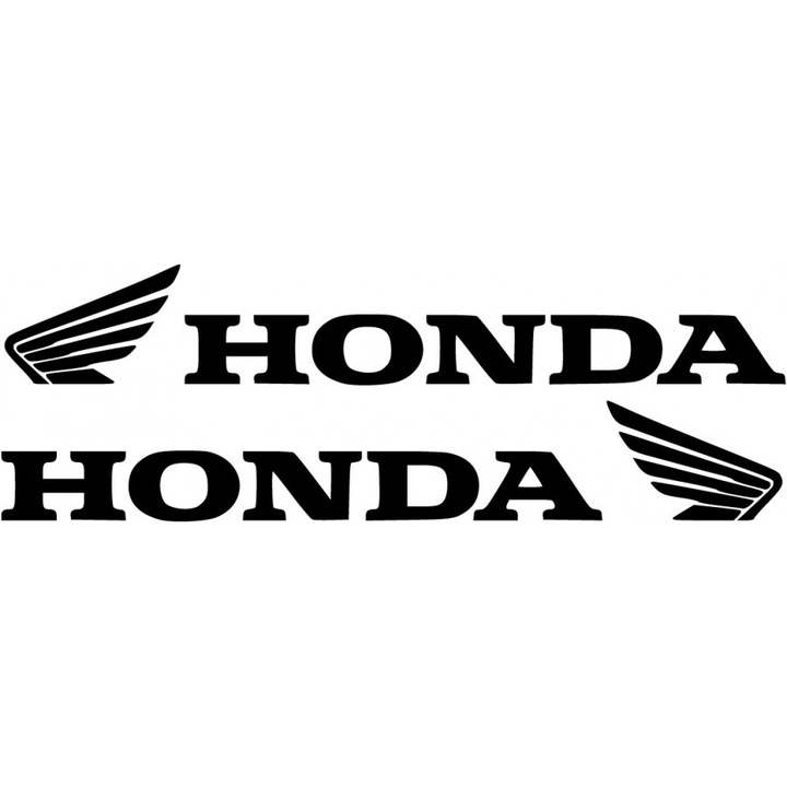 Sticker x2, Honda Logo Wings, Negru, 25cm