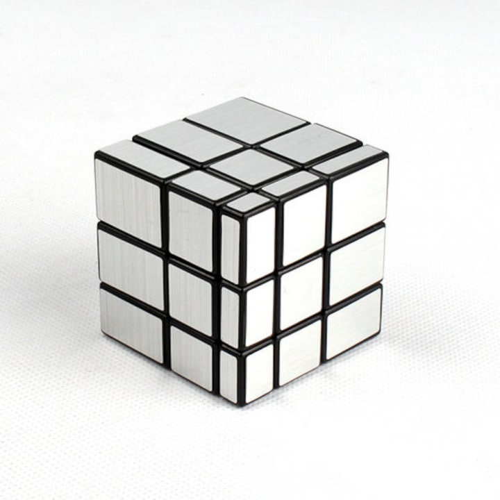 Cub Rubik Magic Cube MoYu Mirror S, Cubul Oglinzilor, Windmirror Cube, 3x3, MF8811, Brushed Silver