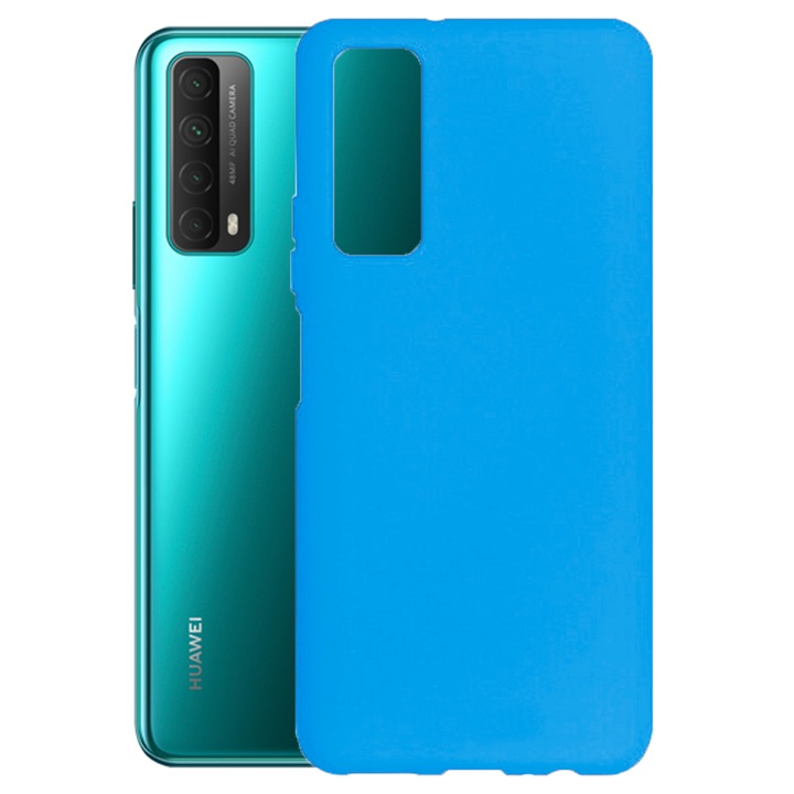 Védőburkolat, bársony belső, Huawei P Smart 2021 kompatibilis, FONIX BloomShield, szilikon, emelt élek, vékony, kék