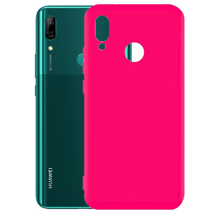 Защитен капак, кадифена вътрешност, съвместим с Huawei P Smart Z, FONIX BloomShield, силикон, повдигнати ръбове, тънък, неоново розов