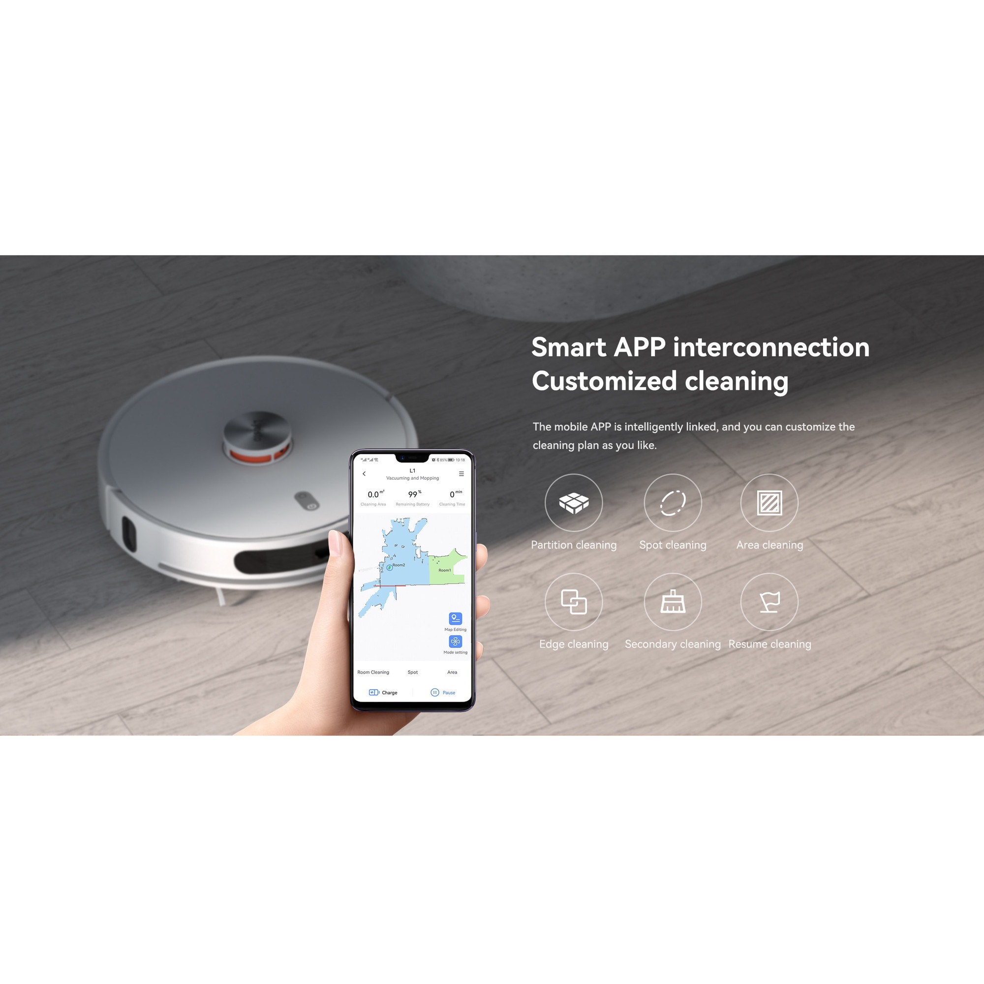 Aspirator robot XIAOMI LYDSTO R1 PRO, Auto-golire, Functie mop, Laser Navigatie, Alb