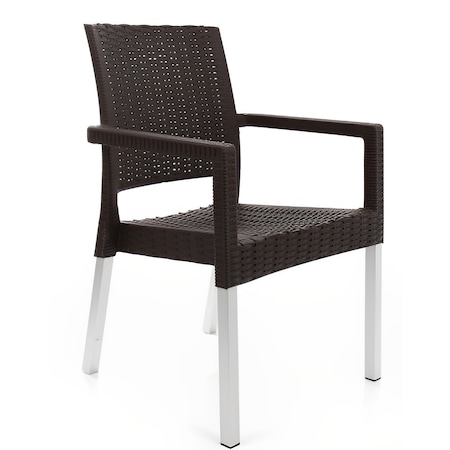 Scaun de Gradina, Terasa, idealSTORE, Structura Metalica, Polietilena, Dimensiuni 57 x 57 x 87 cm, Impletitura naturala din Ratan, Rezistent la Actiunea Factorilor Atmosferici Nocivi si a Razelor UV, Culoare Maro