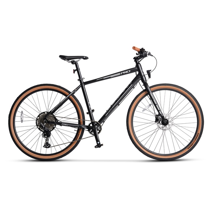 Bicicleta MTB de drum Carpat Trek Pro JSX29271, cadru Aluminiu, echipare Shimano, roata 29 inch, frana disc Hidraulica Shimano fata/spate, 11 viteze, negru cu gri