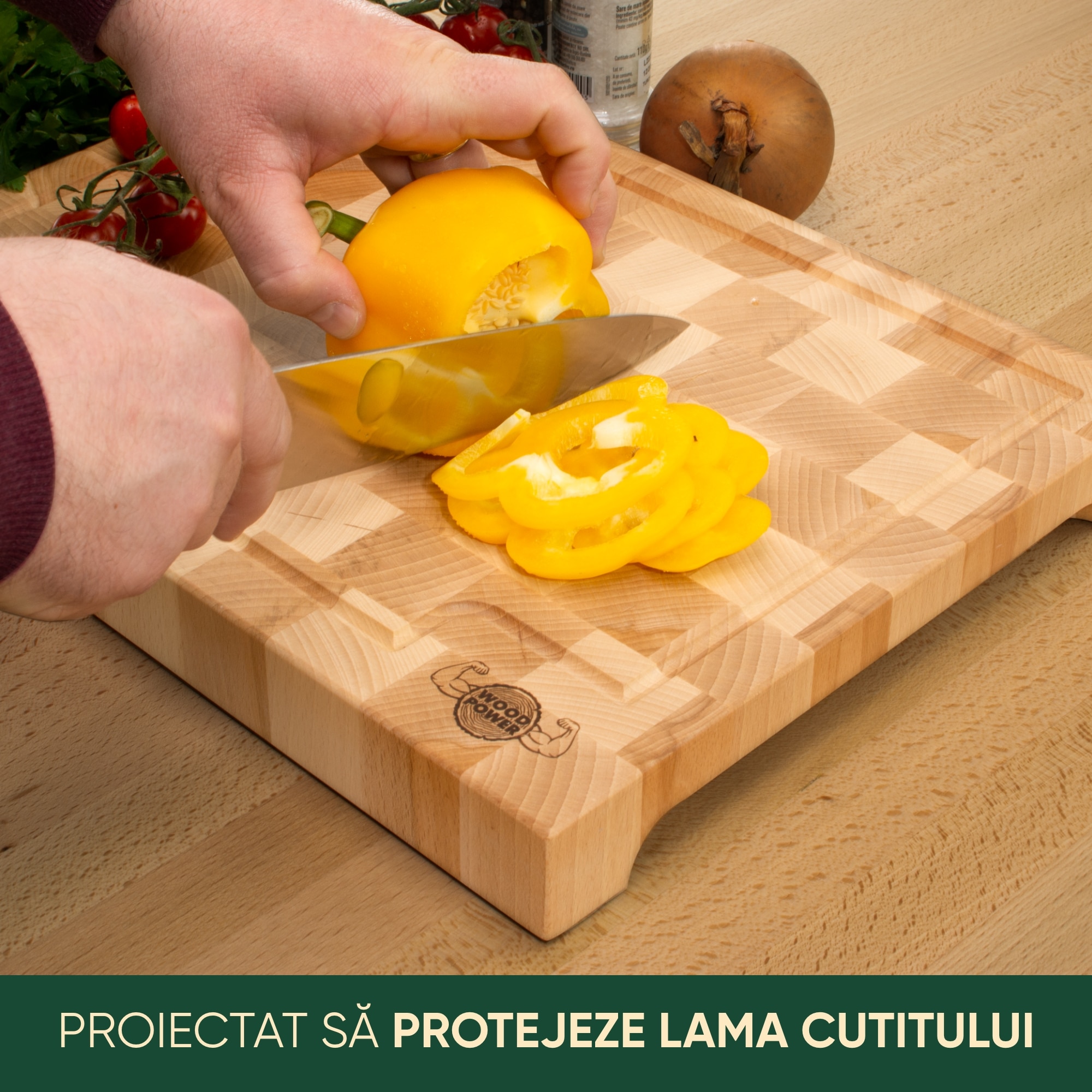 Tocator profesional de bucatarie, Lemn masiv de fag, Calitate Premium ...