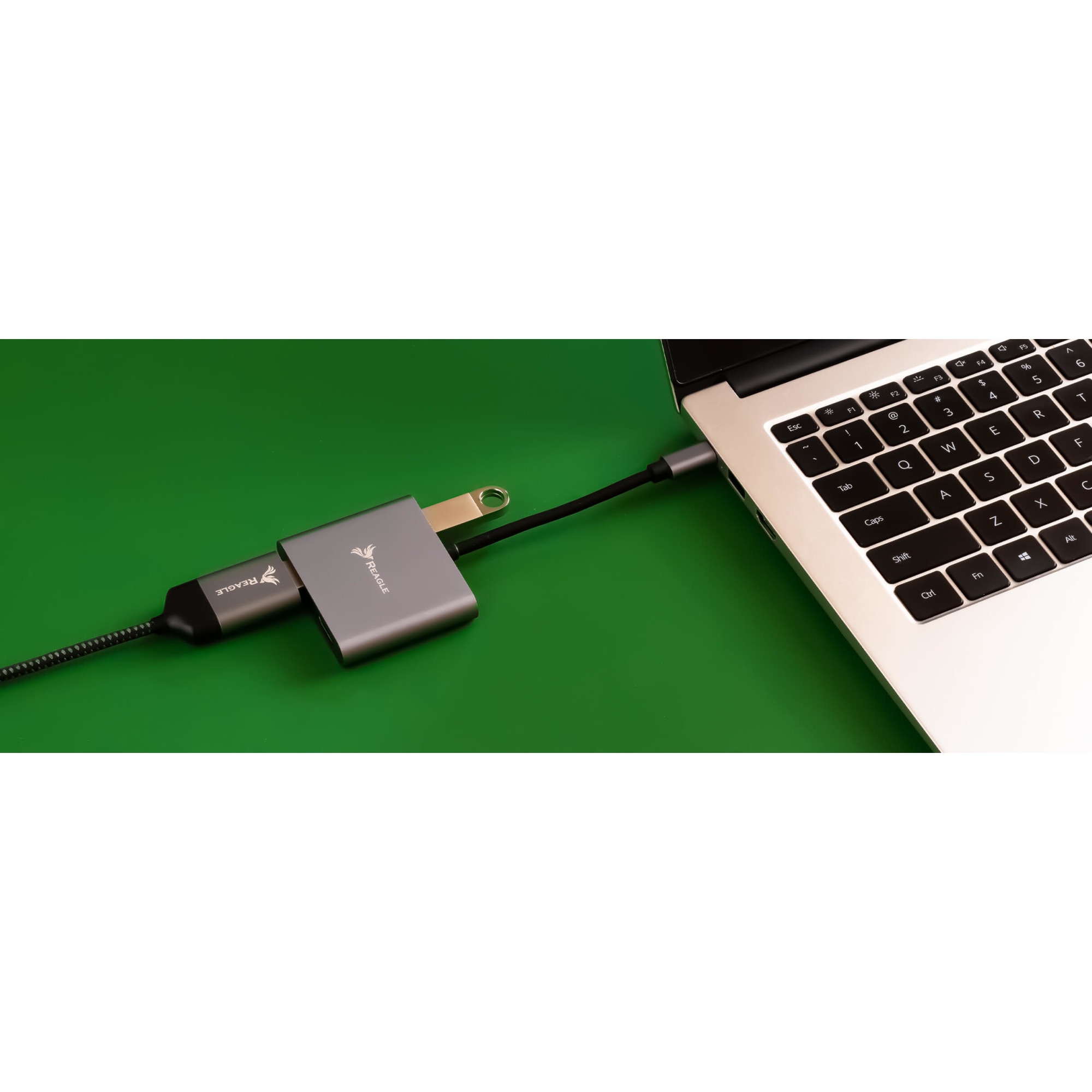 ХЪБ USB Type-C адаптер USB C към 2x HDMI 4K Reagle USB-C PD 100W - eMAG.bg